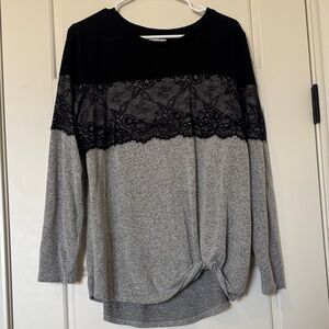 Maurices Black and Gray Lace Accent Top
